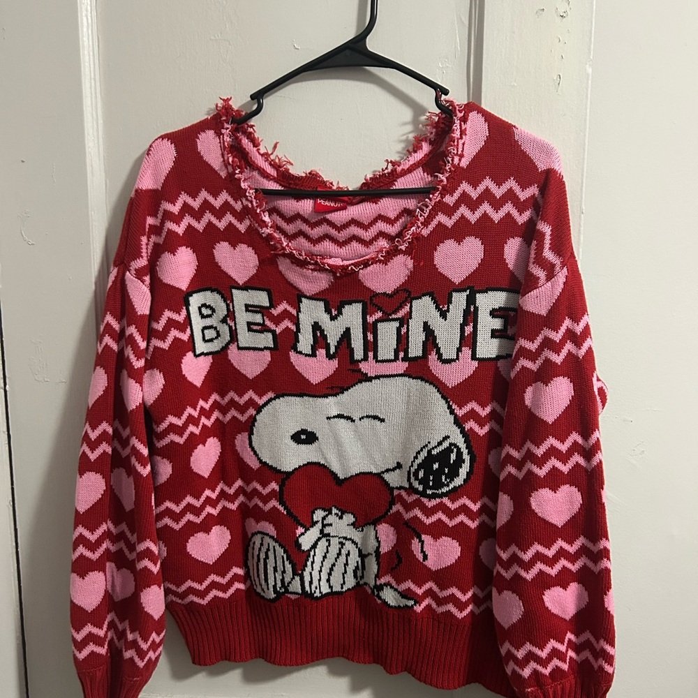 Snoopy Red and Pink Heart Sweater